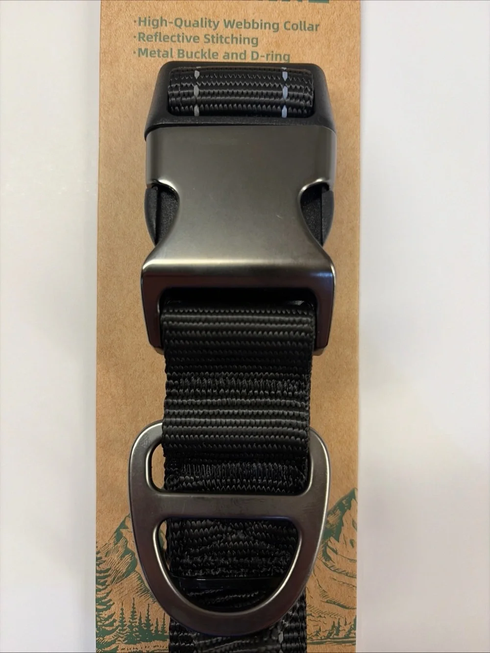 TRU-CANINE XL Nylon Webbing Dog Collar Adjustable Reflective Black Heavy Duty